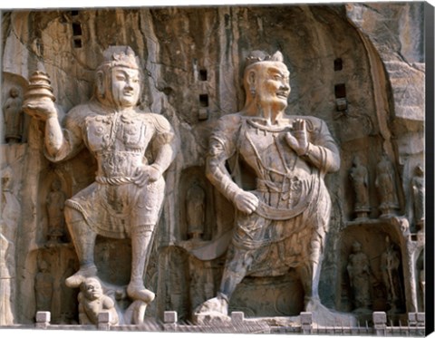 Framed Bodhisattva and Guardian Statues, Luoyang, China Print