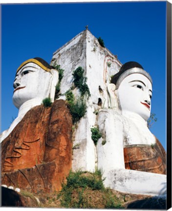 Framed Buddha Statue, Kyaik Pun Paya, Bago, Myanmar Print