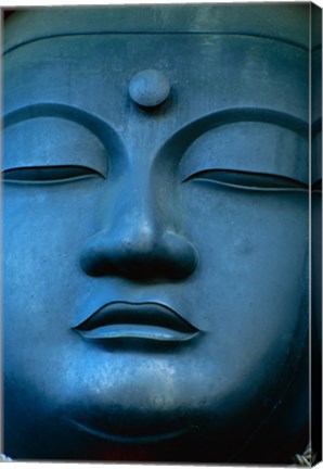 Framed Close-up of the face of a Buddha Statue, Tokyo, Honshu, Japan Print