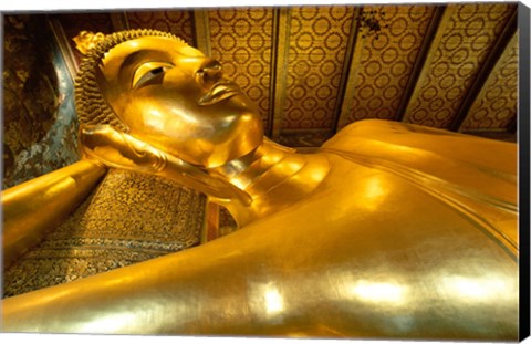 Framed Close-up of the Reclining Buddha, Wat Po, Bangkok, Thailand Print