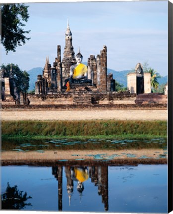 Framed Silhouette of the Seated Buddha Reflected, Wat Mahathat, Sukhothai, Thailand Print