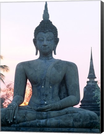 Framed Front view of the Seated Buddha, Wat Mahathat, Sukhothai, Thailand Print