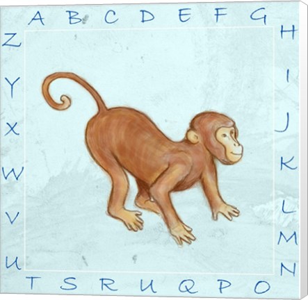 Framed Monkey Alphabet Print