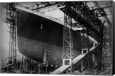 Framed Titanic Constructed at the Harland and Wolff Shipyard in Belfast Before Sail Print