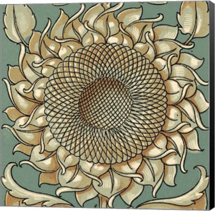 Framed Sunflower Woodblock I Print