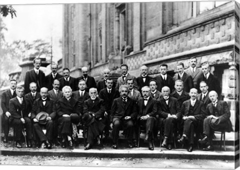 Framed 1927 Solvay Conference on Quantum Mechanics Print