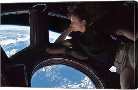 Framed Tracy Caldwell Dyson in the Cupola Observing the Earth during Expedition 24 Print