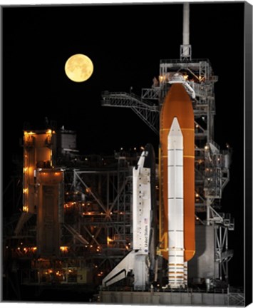 Framed Space Shuttle Discovery under a Full Moon Print