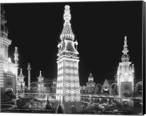 Framed Night in Luna Park, Coney Island, NY Print