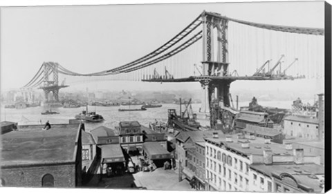 Framed Manhattan Bridge Construction, 1909 far Print