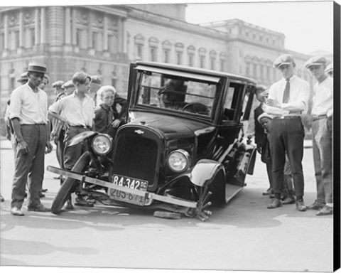 Framed Auto Wreck, USA, 1923 Print