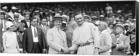 Framed US President Calvin Coolidge Presenting the American League Diploma to Walter Johnson Print