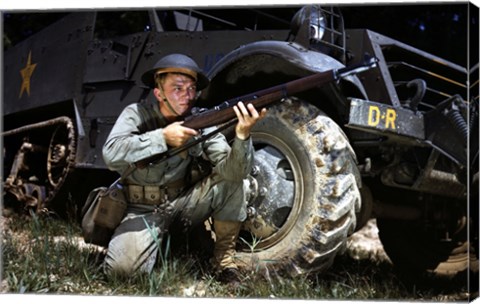 Framed Infantryman with M1 Garand, Fort Knox, KY, 1942 Print