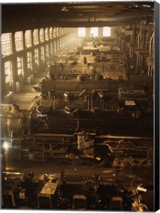 Framed North Western Railway Locomotive Shops, Chicago, Illinois Print