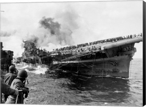 Framed Attack on Carrier USS Franklin March 1945 Print