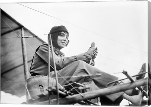 Framed Aviator Helene Dutrieu Seated in Her Airplane Print