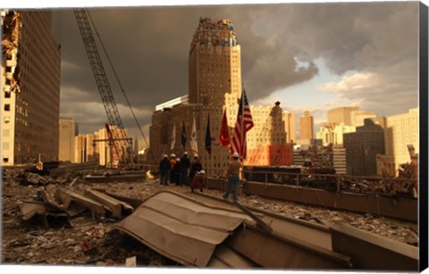 Framed Debris On Surrounding Roofs at the site of the World Trade Center Print