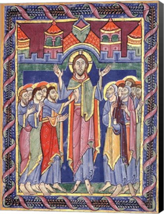 Framed Albani Psalter, appearance of the Risen One on the eighth day Print