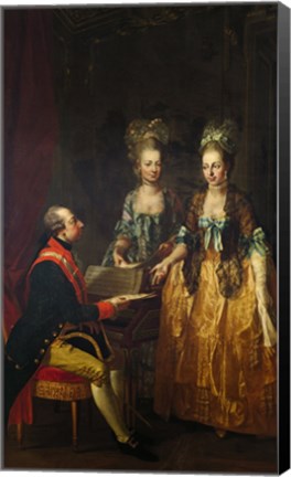 Framed Portrait of Emperor Joseph II at the Piano with His Sisters Maria Anna and Maria Elisabeth Print