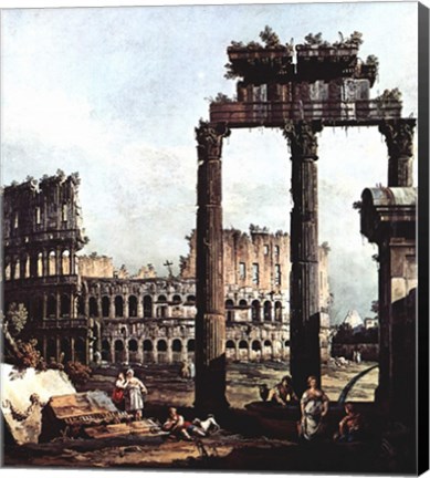 Framed Colosseum and the ruins of the Temple of Castor et Pollux Print