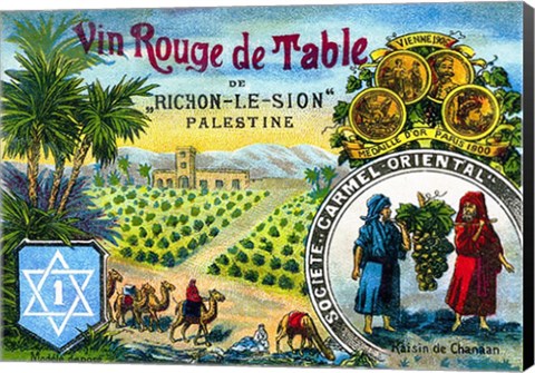 Framed Red table wine from Rishon de Zion Palestine Print