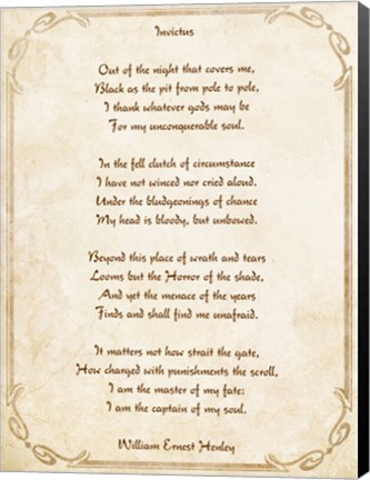 Framed Invictus Poem Print