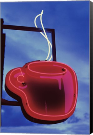 Framed Neon Coffee Cup Sign Print