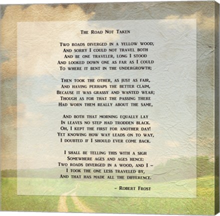 Framed Robert Frost Road Less Traveled Poem Print