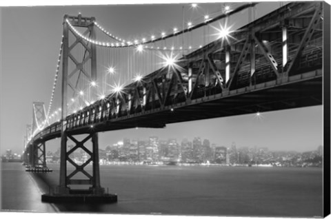 Framed Bay Bridge At Night Print