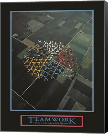 Framed Teamwork-Skydivers Print