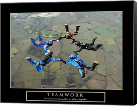 Framed Teamwork-Skydivers II Print