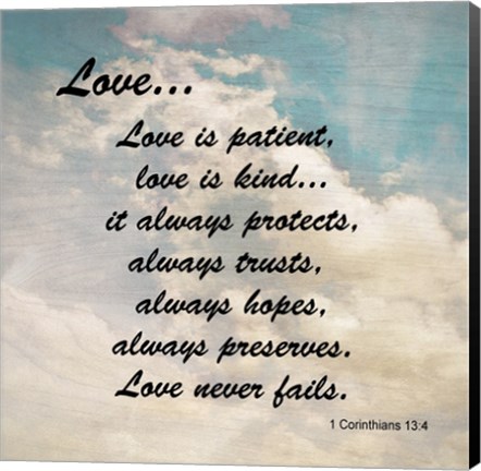 Framed Love 1 Corinthians 13:4 Against the Sky Print