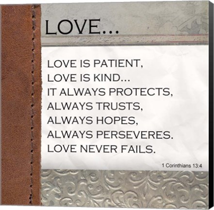 Framed Love is Patient, Love is Kind Print