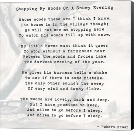 Framed Stopping By Woods On A Snowy Evening - Robert Frost Print