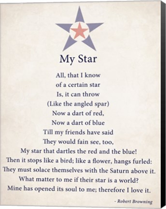 Framed My Star by Robert Browning - color boarder Print