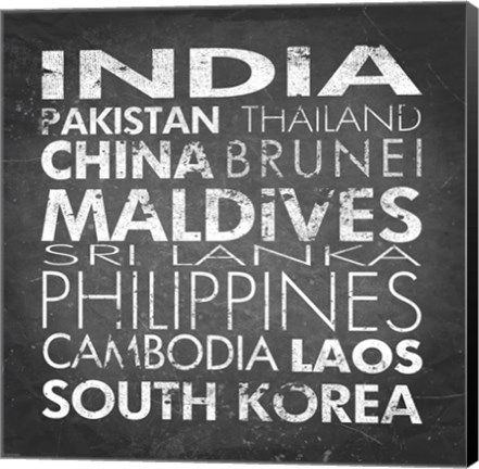 Framed Asia Countries Print