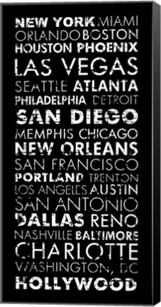 Framed USA Cities Black Print