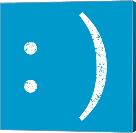 Framed Blue Smiley Print