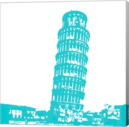 Framed Pisa in Aqua Print