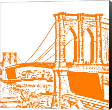 Framed Orange Brooklyn Bridge Print