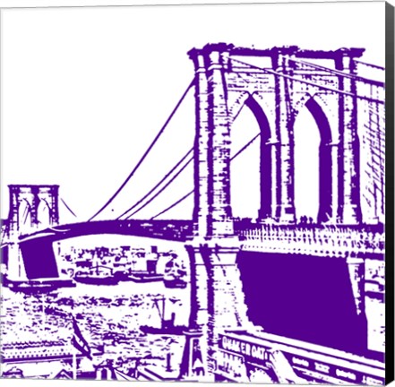 Framed Purple Brooklyn Bridge Print