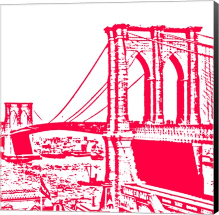 Framed Red Brooklyn Bridge Print