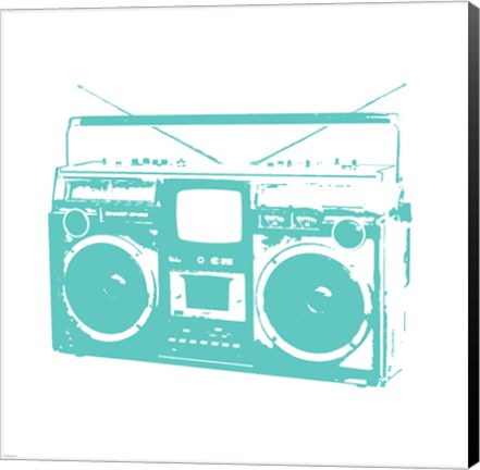 Framed Aqua Boom Box Print