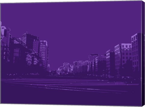 Framed City Block on Purple Print