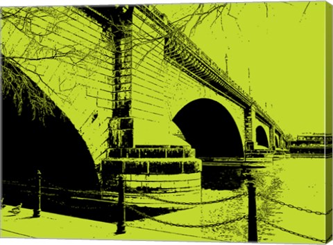 Framed London Bridges on Lime Print