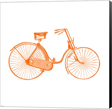 Framed Orange On White Bicycle Print