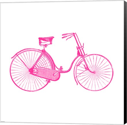 Framed Pink On White Bicycle Print