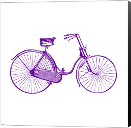 Framed Purple On White Bicycle Print