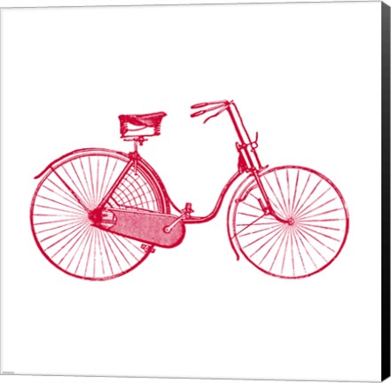 Framed Red on White Bicycle Print