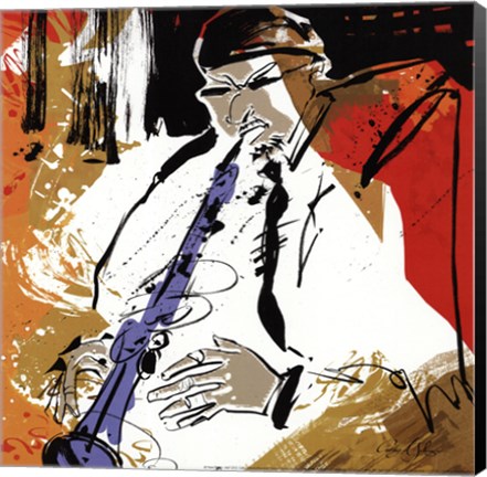 Framed Horn Player - mini Print